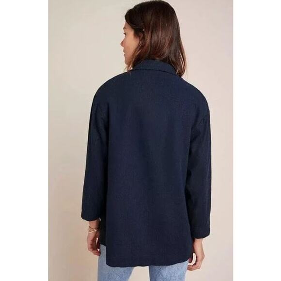 Anthropologie Amadi Kayne Double Breasted Blazer Navy Blue Women's Size Small - Picture 5 of 16